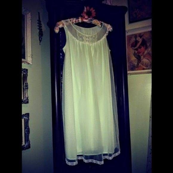 🍏 A Sweetly Mint Lace Orchard Nightgown – Vintage Pastel Dream - Picture 4 of 8